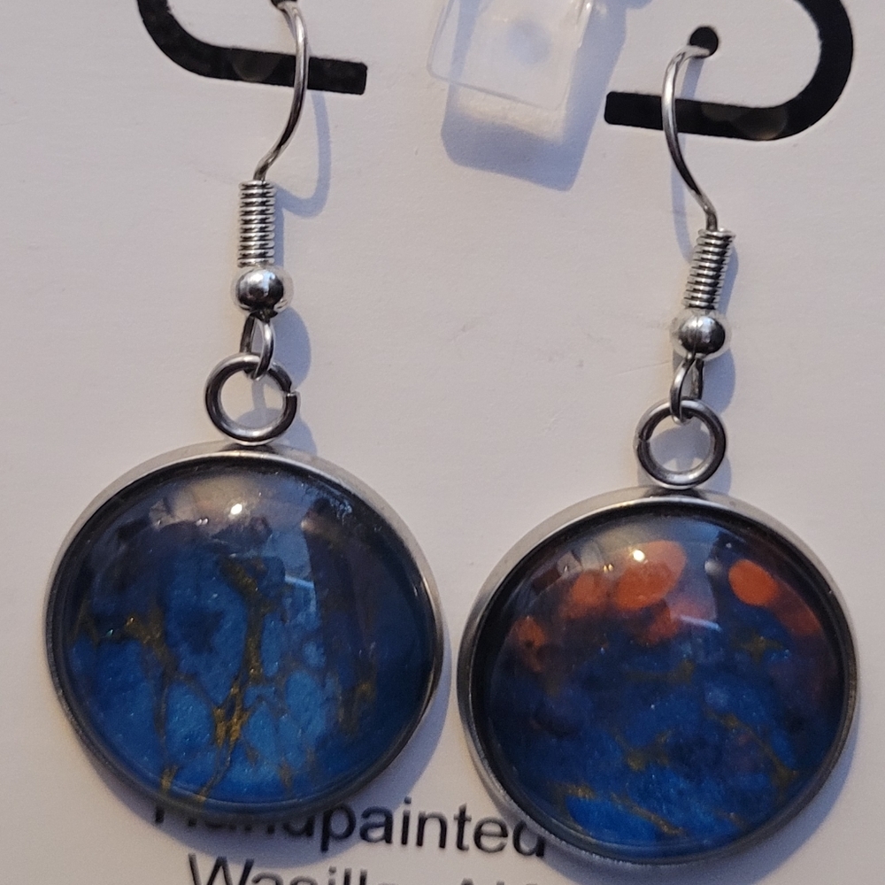 Handpainted glass earrings